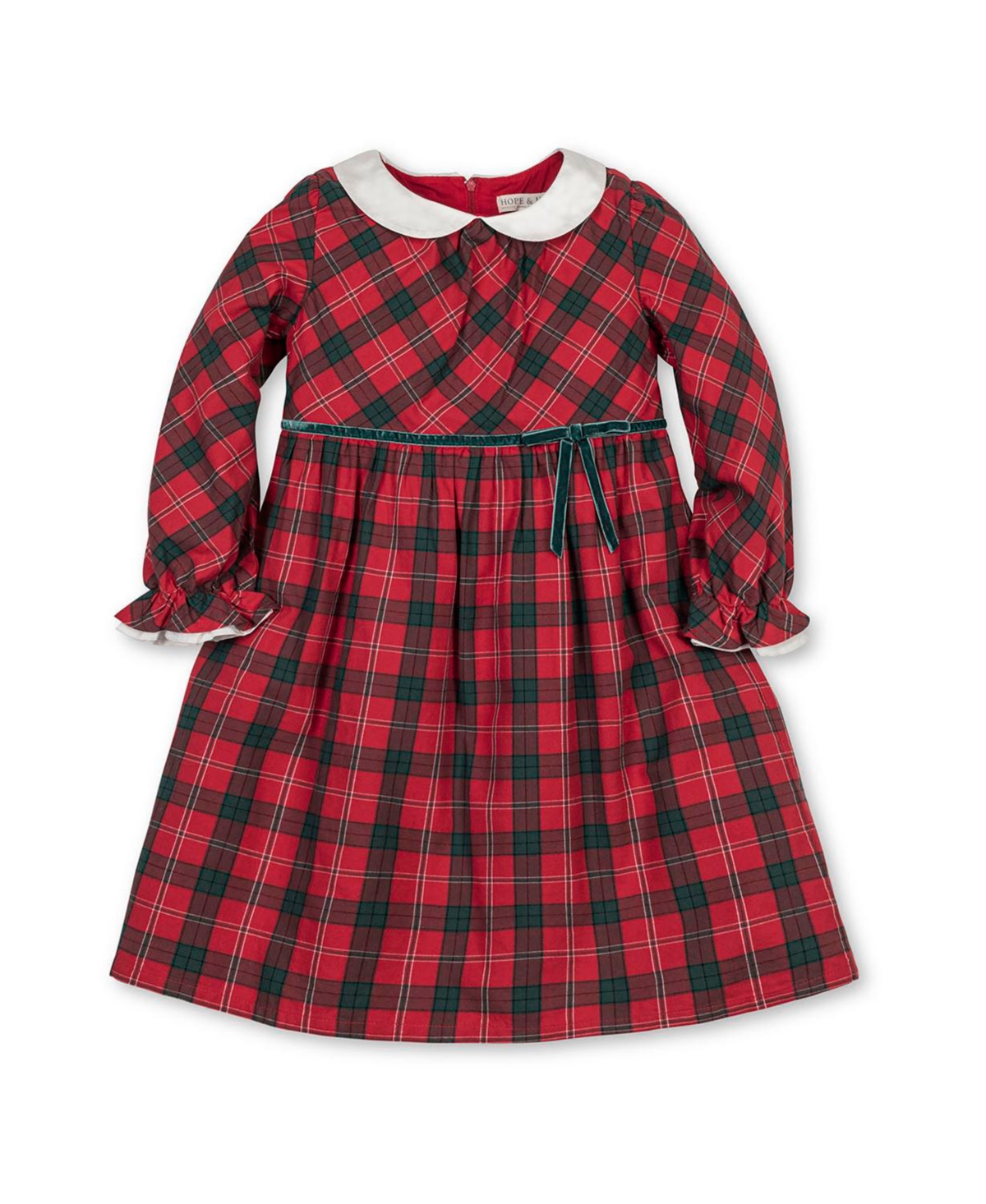 Hope & Henry Toddler Girls Organic Peter Pan Collar Dress with Ruffle Cuffs
