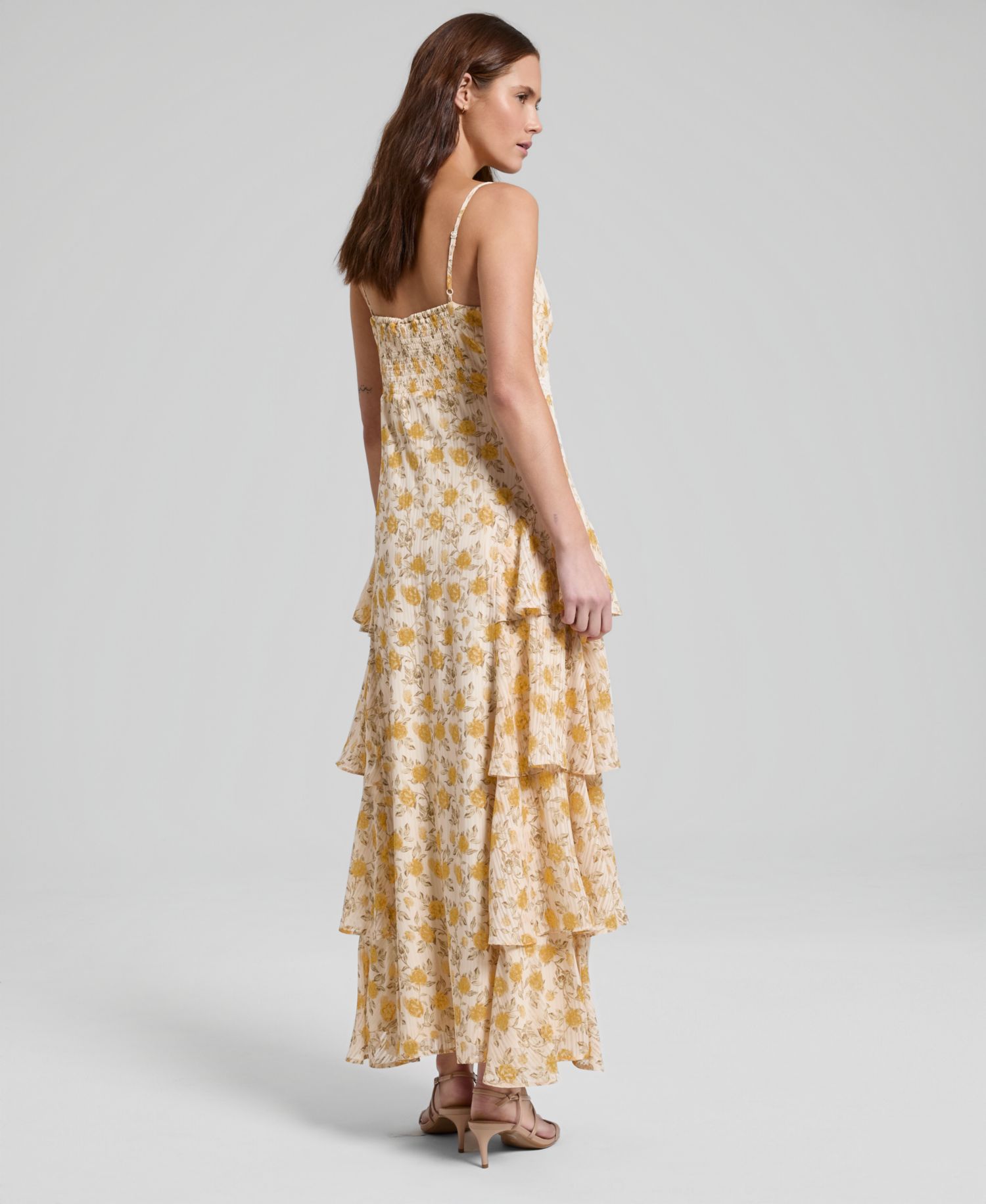 Women's Ruffled Lace-Trim Maxi Dress