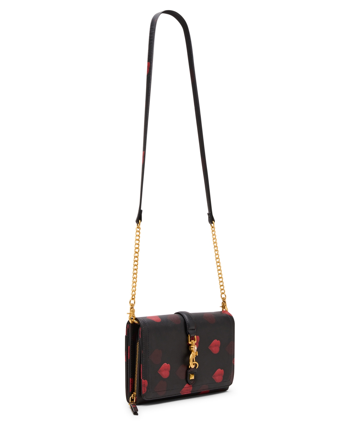 Betsey Johnson Kisses Wallet Crossbody In Black