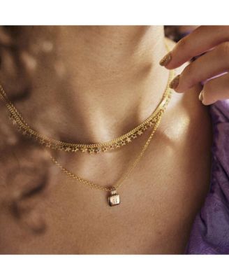 Rainbow Multiple Star Station Necklace Sterling Silver