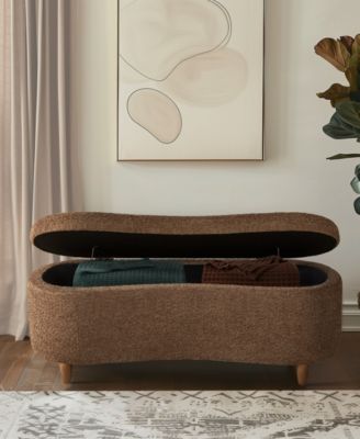 Bailey 48"W Boucl&eacute; Flip Top Storage Bench