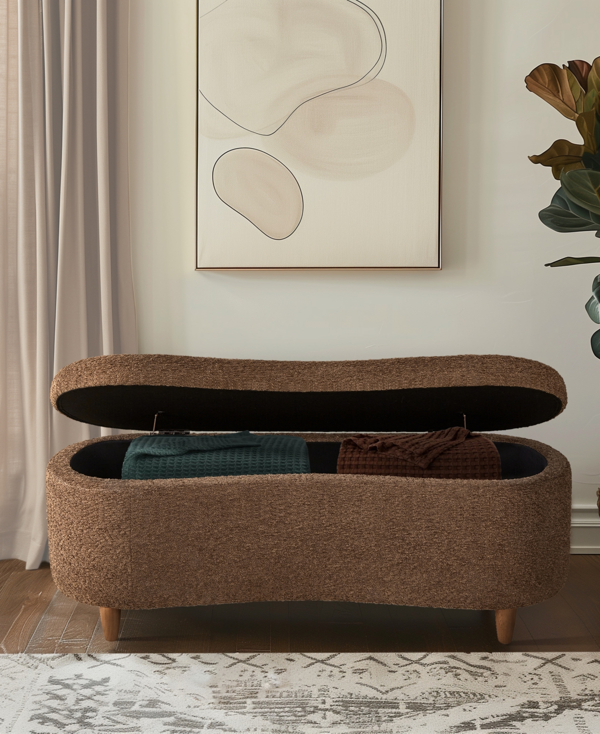 Ink+Ivy Bailey 48"W Boucle Flip Top Storage Bench