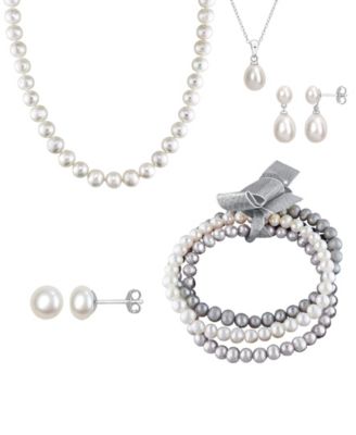 Macy's - 5-Pc. Freshwater Pearl Jewelry Set in Sterling Silver