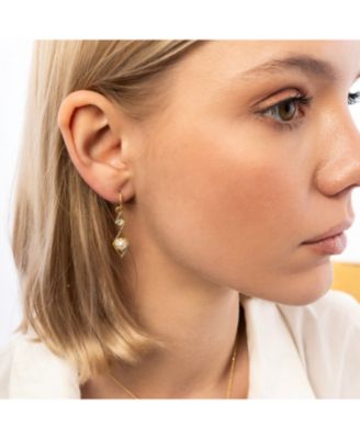 Sterling Silver Rhombus 3D Pearl Earrings