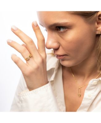 Sterling Silver Pave Jewelled Safety Pin Ring