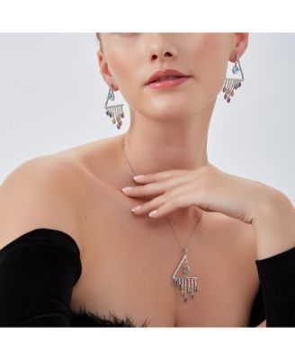 Colourful Rainbow Rain Drop Earrings in Sterling Silver