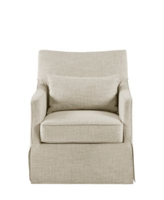 London 28"W Upholstered Skirted Swivel Armchair with Lumbar Pillow