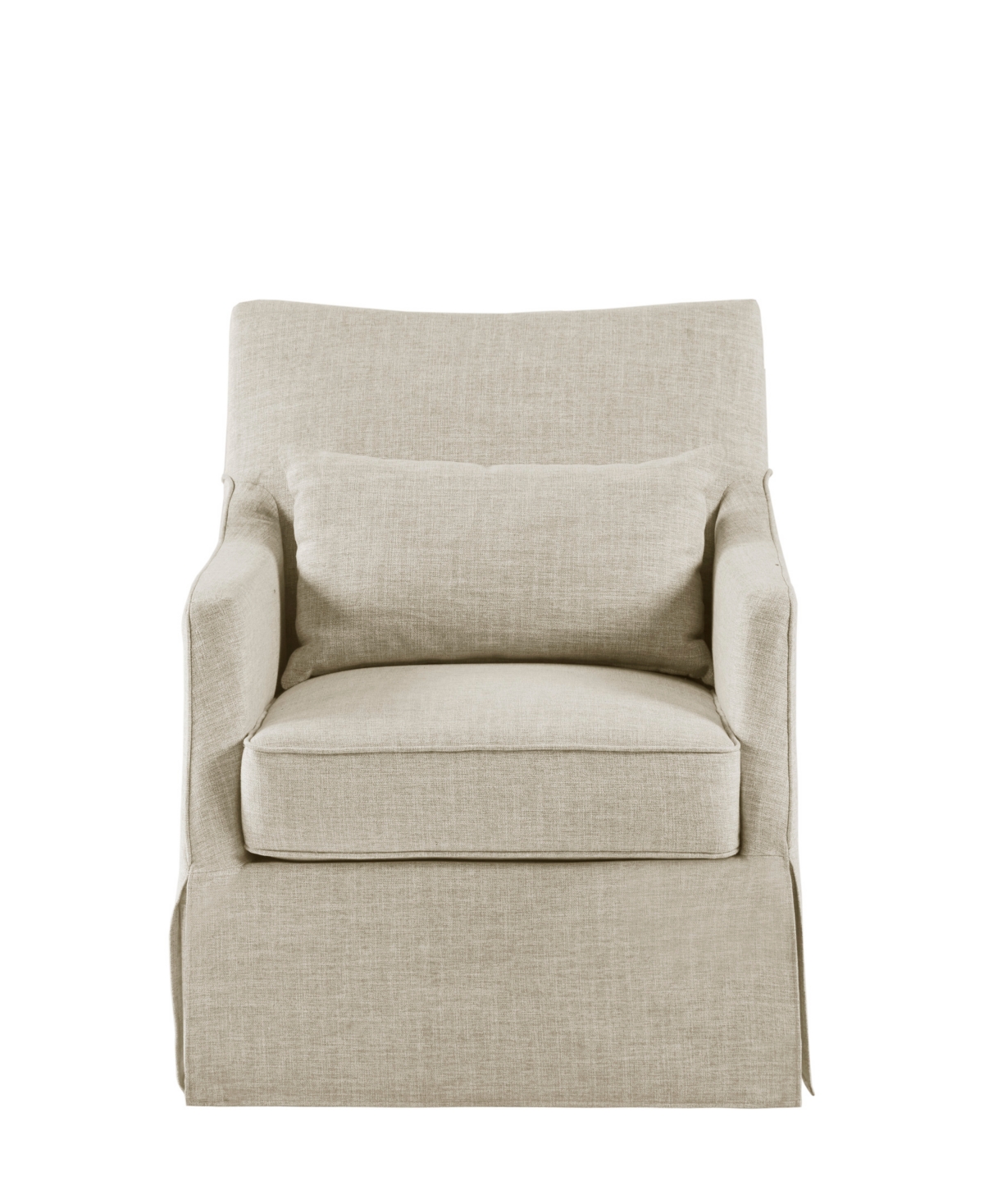 Martha Stewart Collection London 28"W Upholstered Skirted Swivel Armchair with Lumbar Pillow