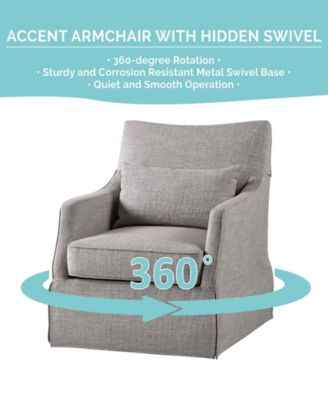 London 28"W Upholstered Skirted Swivel Armchair with Lumbar Pillow