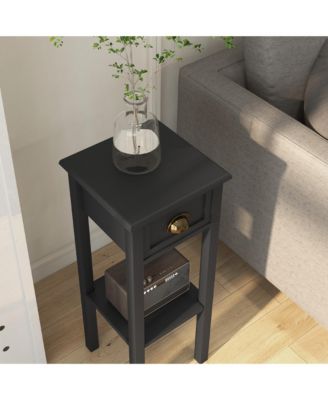 2-Tier Side Table with Drawer Shelf, End Table,