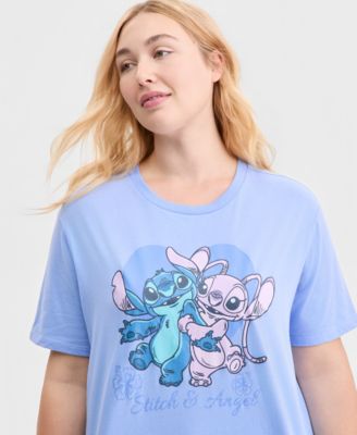 Trendy Plus Size Stitch & Angel Graphic T-Shirt