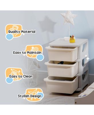 22.25&amp;#x22; 3 Tier Kids Storage Unit Dresser Tower