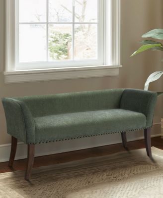 Welburn 49.5" Upholstered Bench with Back & Wood Legs