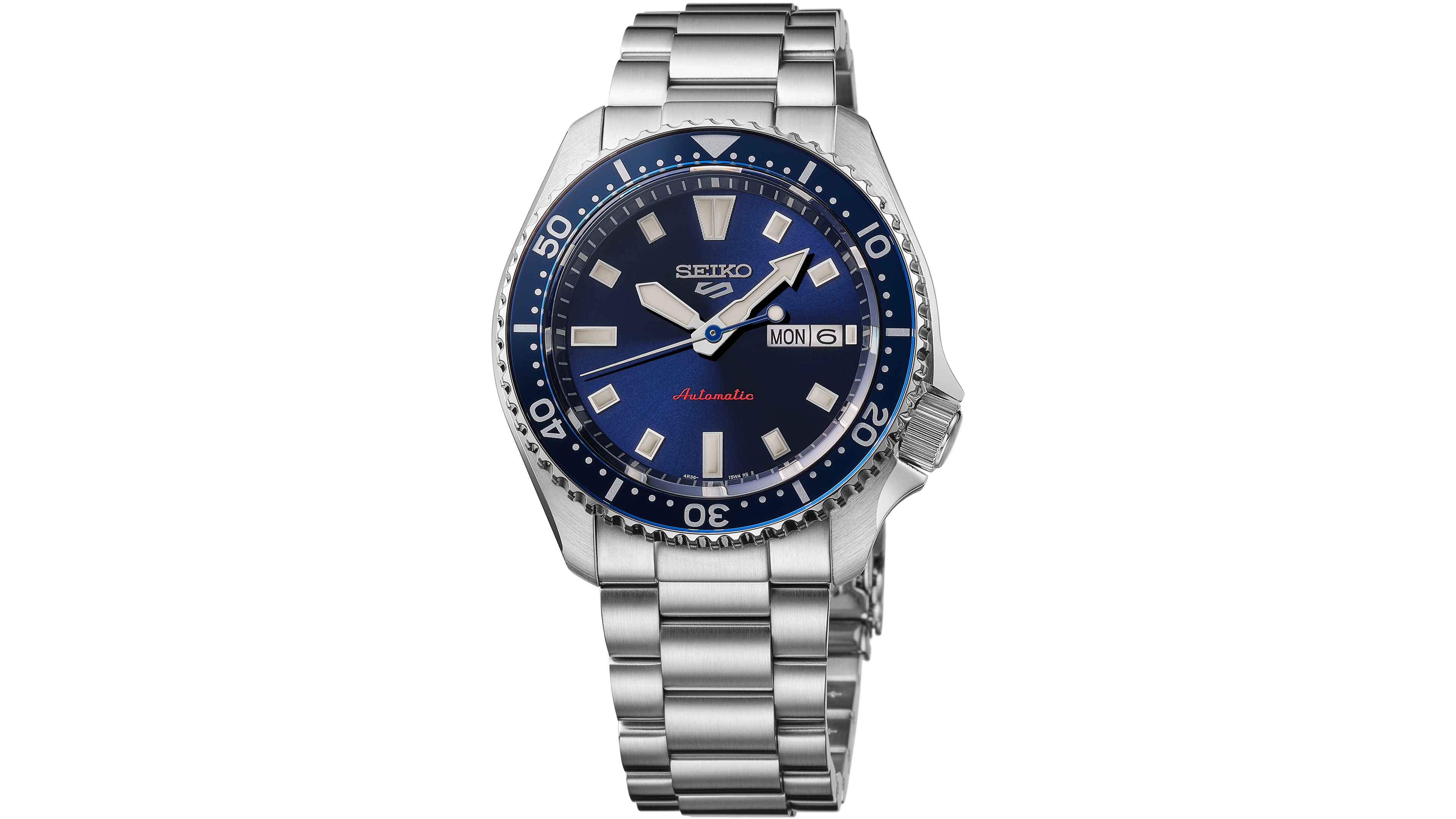 Seiko Men's 5 Sports Silver Stainless Steel Bracelet Watch, 42.5mm