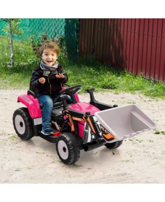 12V Battery Powered Kids Ride on Excavator with Adjustable Arm and Bucket-Pink