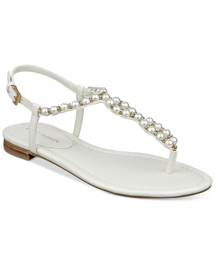 Marc Fisher Fiesty Embellished Flat Sandals - Macy's