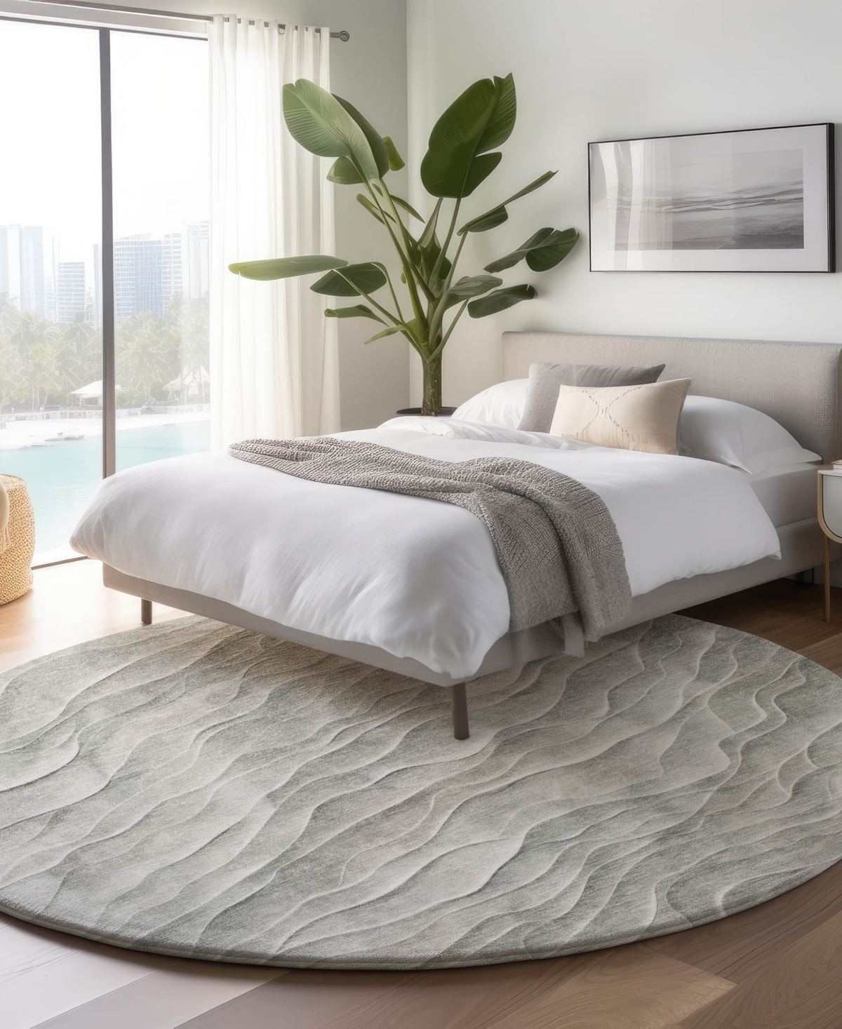 Dalyn Pacifica Pa1 8'x8' Round Area Rug In Gray