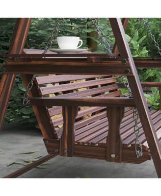 3 Seat Porch Swing with Sd and Side Tables,