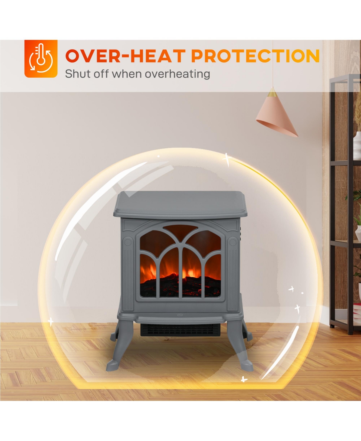 Homcom Living Room Electric Fireplace Stove Heater, 750W/1500W,