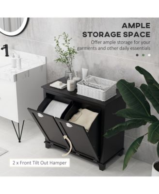 Tilt-Out Laundry Sorter Bathroom Cabinet,