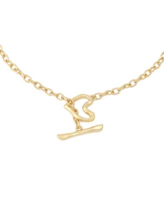 Gold Heart Pendant Toggle Necklace