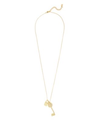 Gold Vintage Lock Key Pendant Necklace