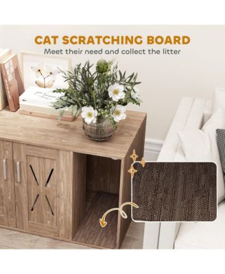 Cat Litter Box Enclosure with Scratching Board, 31.5" x 19" x 20"