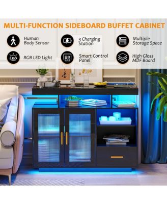 39.4" Modern Sideboard Buffet Cabinet with Charging Port