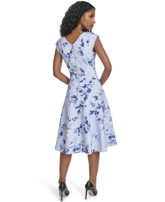 Women's Printed Fit and Flare V-Neck Dress