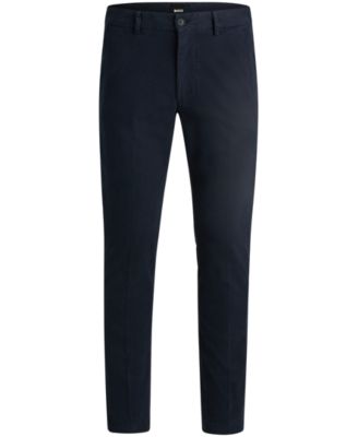 Men's Structured Cotton Blend Slim-Fit Trousers