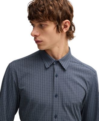 Men's Printed Slim-Fit Performance-Stretch Shirt