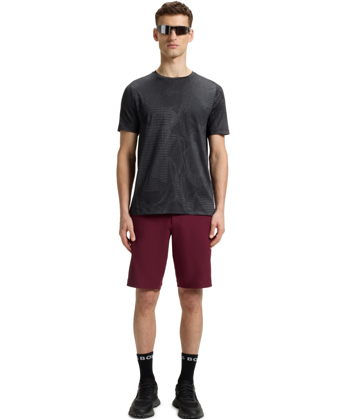 Boss by Hugo Men's Moisture Management Active Jacquard-Pattern T-Shirt