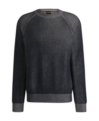 Men's Striped Knit Cotton-Linen Sweater