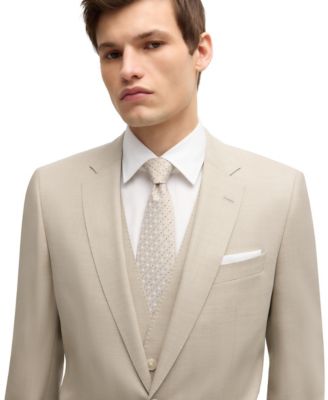 Men's Patterned Stretch Wool Slim-Fit Three-Piece Suit