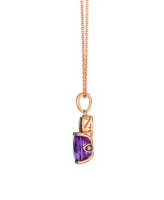 Amethyst (1.90 ct. t.w.), Vanilla and Chocolate Diamond Pendant Necklace (0.12 ct. t.w.) in 14k Strawberry Gold