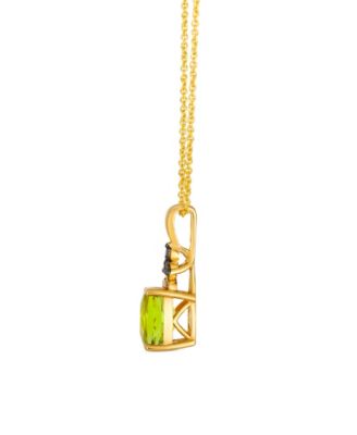 Peridot (1.50 ct. t.w.), Vanilla and Chocolate Diamonds Pendant Necklace (0.09 ct. t.w.) in 14k Honey Gold
