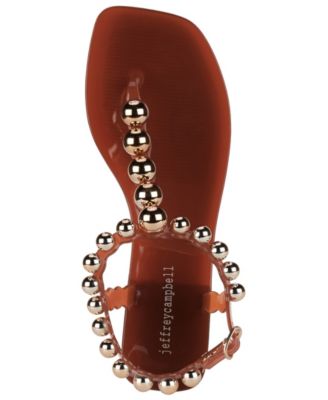 Women's Plated Studded T-Strap Jelly Sandals