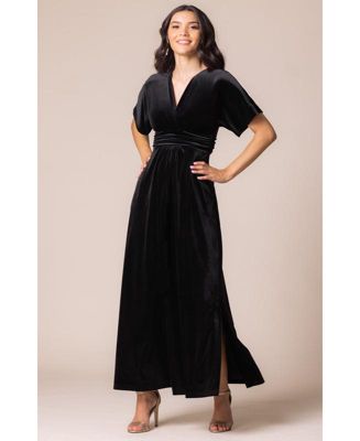 Women's Verona V-Neck Velvet Evening Gown With Pockets