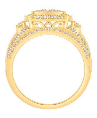 Diamond Multirow Cluster Ring (1 ct. t.w.) in 14k Yellow Gold