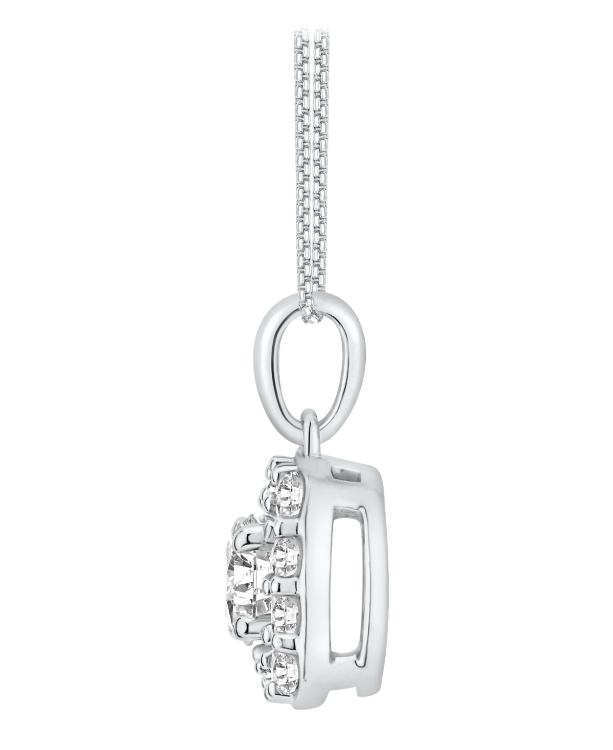 Macy's Diamond Square Halo Pendant Necklace (3/4 Ct. T.w.) In 14k White Gold In Metallic