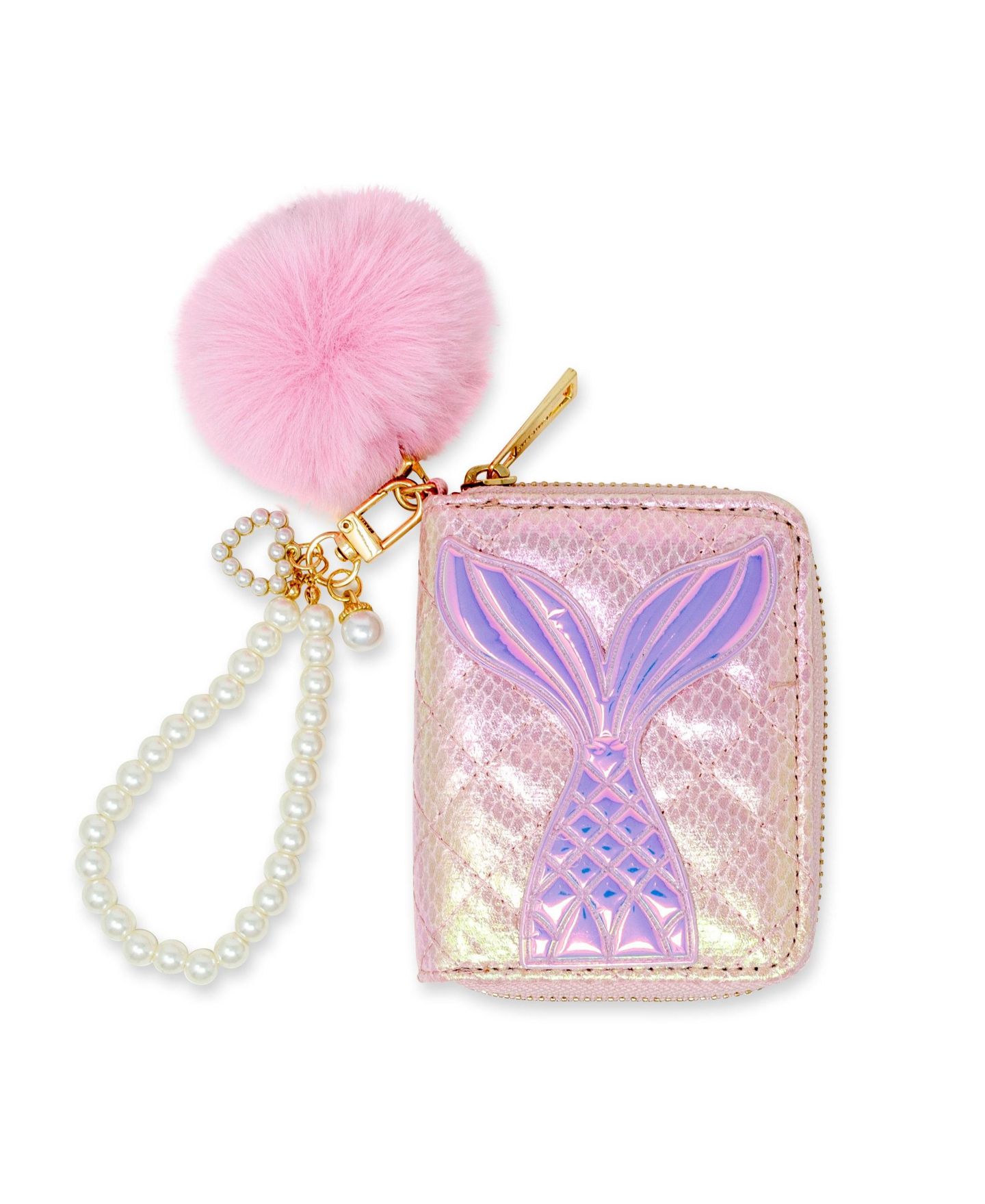 Кошелёк ZOMI GEMS Mermaid Tail Wallet with Pom-Pom & Pearl Strap для девочек, цвет: Розовый — фото 1