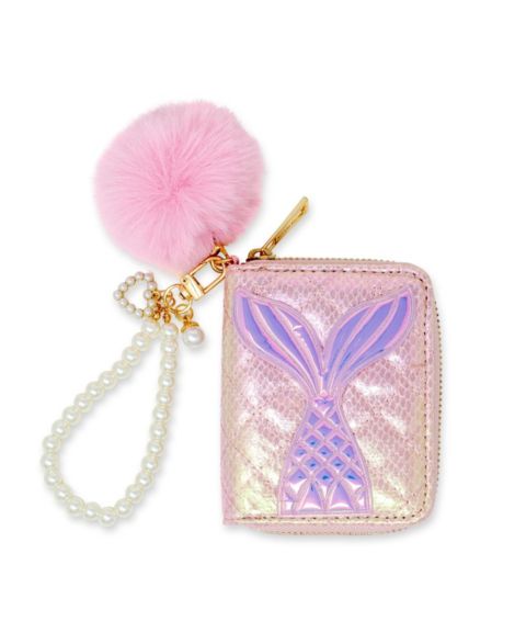 Кошелёк ZOMI GEMS Mermaid Tail Wallet with Pom-Pom & Pearl Strap для девочек, цвет: Розовый