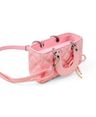 Girls Quilted Rectangle Bow Charm Handbag