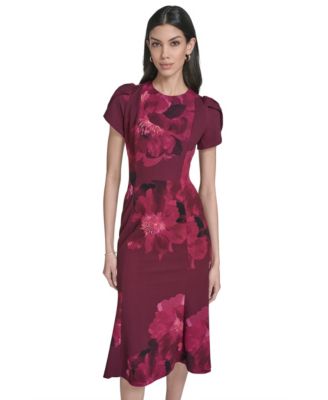 Women's Crew Neck Short-Sleeve Midi Dress