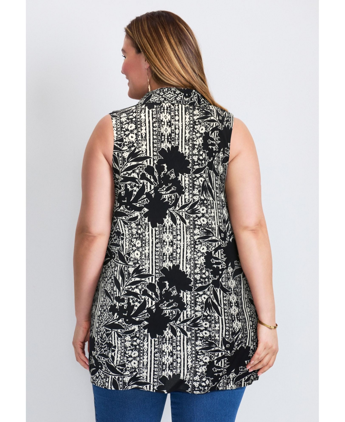 Avenue Women's Zip Neck Hi-Low Shirt