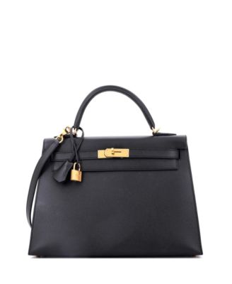  Kelly 32 Handbag Black Epsom with Gold Hardware