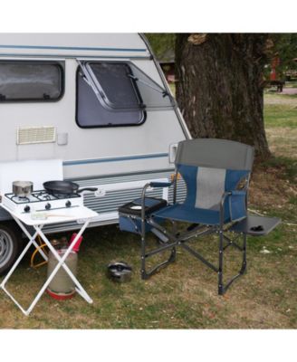 Folding Camping Directors Chair with Cooler Bag and Side Table