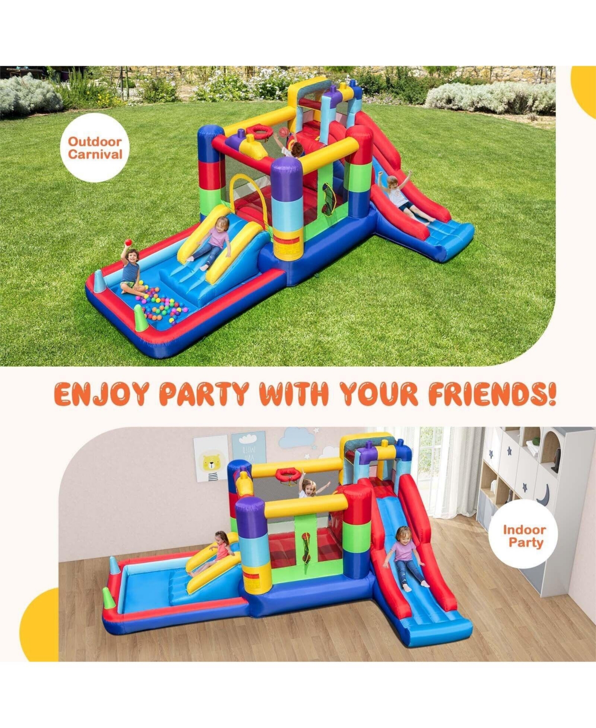 Skonyon Inflatable Bounce House with 680W Blower and Ball Pit