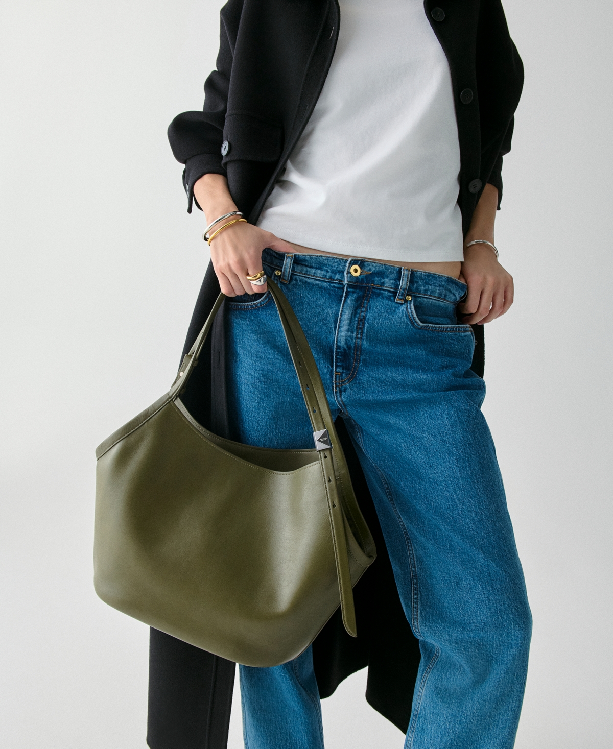 Kate Spade Deco Large Fine Grain Leather Tulip Tote Bag In Green