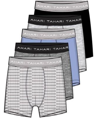 Tahari Boys 5-Pack Solid Color Cotton Boxer Briefs with Logo Waistband - Jet black